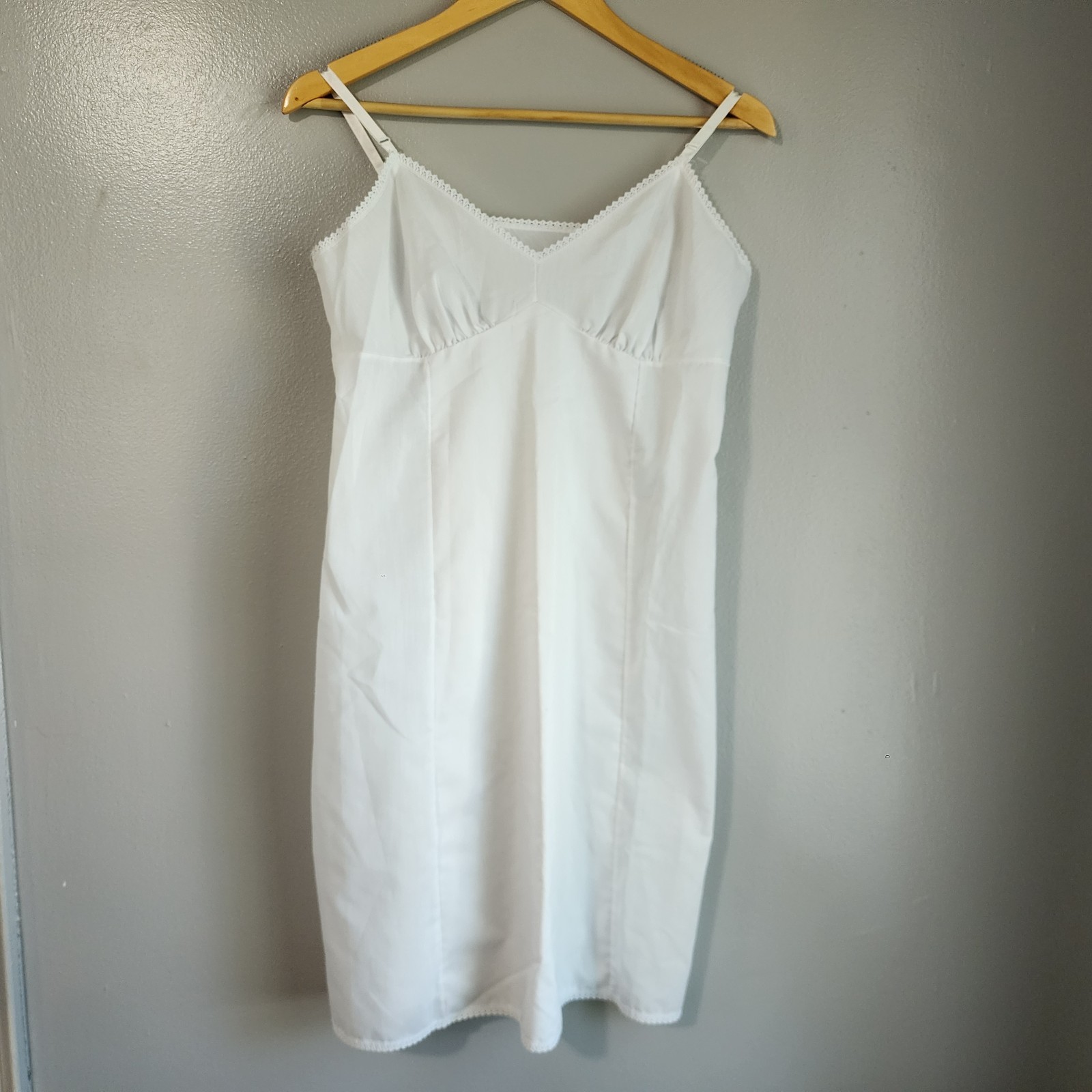 Vintage Adonna JCPenney PolyCotton White Full Slip Dress 1970s Womens Size 36/M