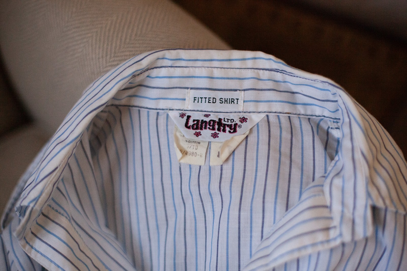 Vintage Women’s 70s Fitted Button Pinstripe Long Sleeve Blouse Size M
