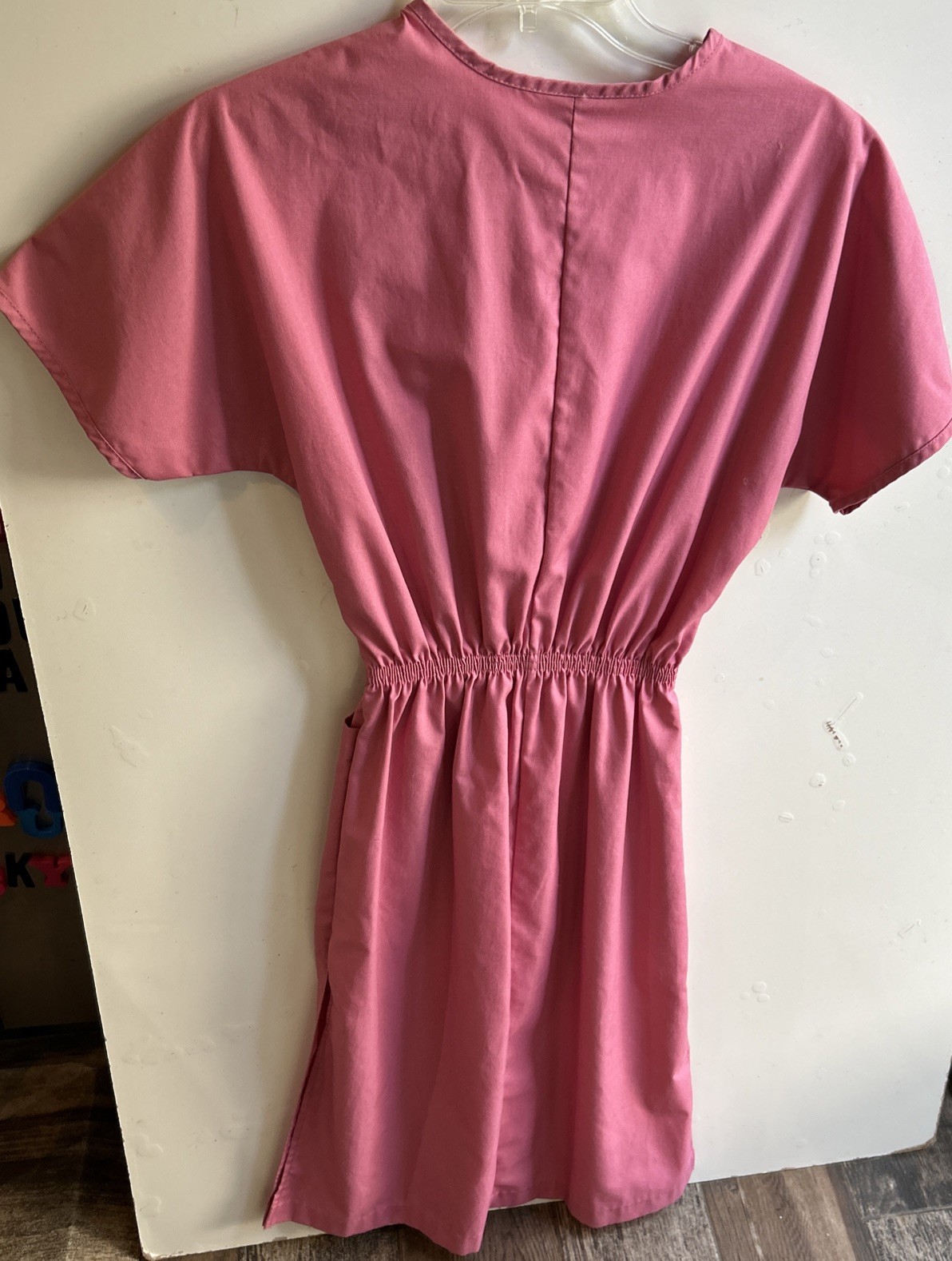 Vintage Nurse Dress Landau Pink / Dusty Rose Work Dress with Pockets size XSmall