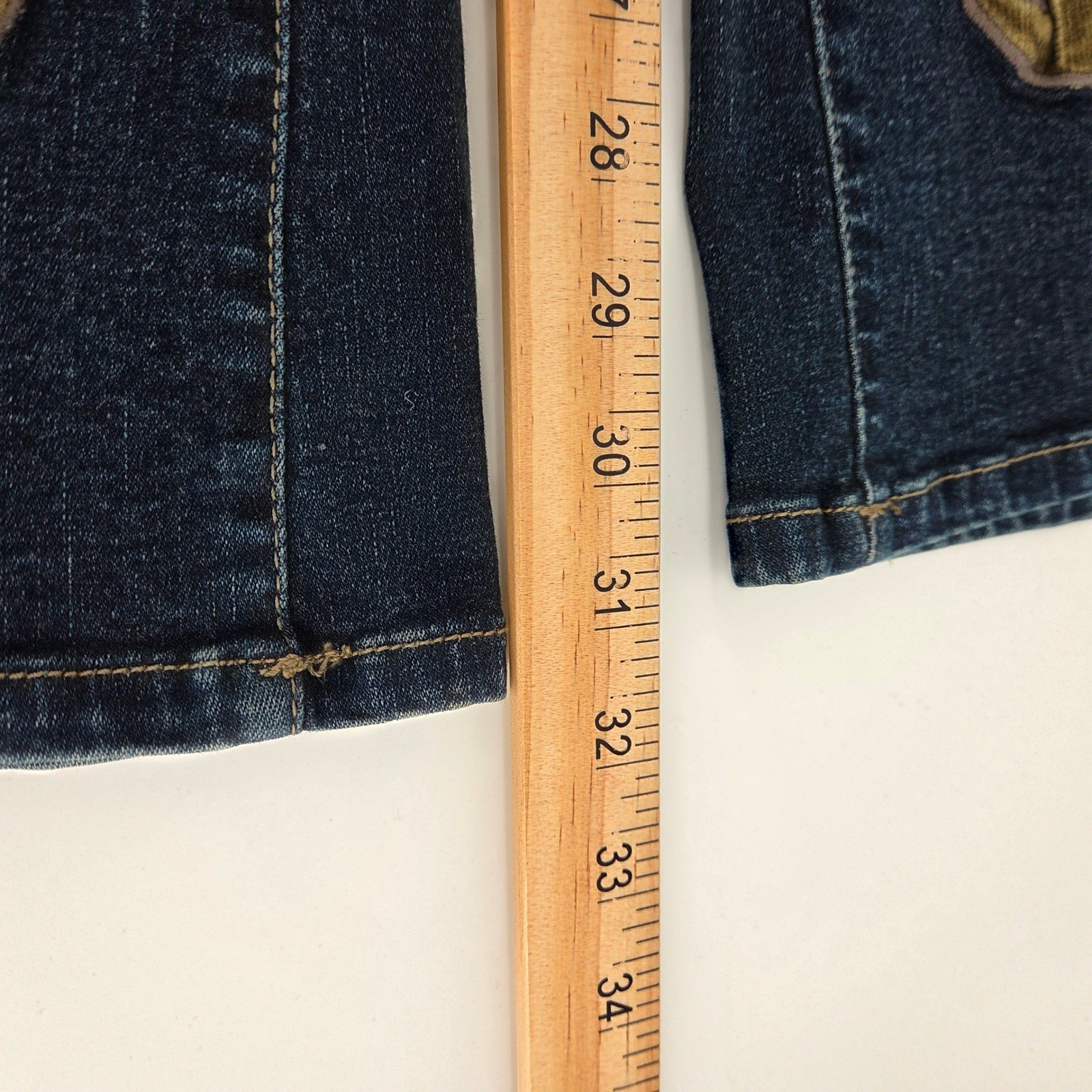 Liquid X Jeans Womens 3 Dark Wash Flare Velvet Applique Y2K Vintage Retro