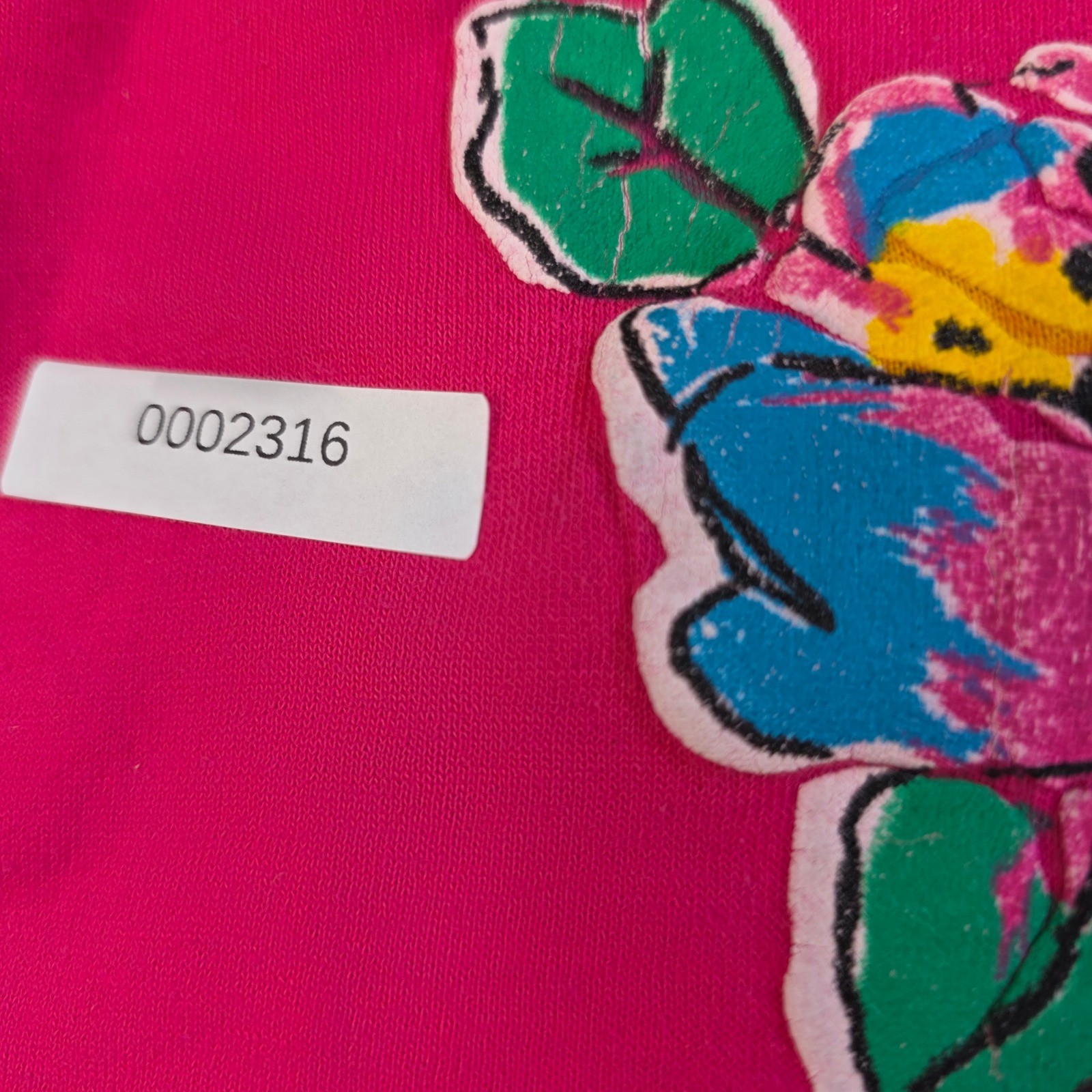 Vintage American Dreams Hot Pink Floral Puff Print T-Shirt Short Sleeve 90s
