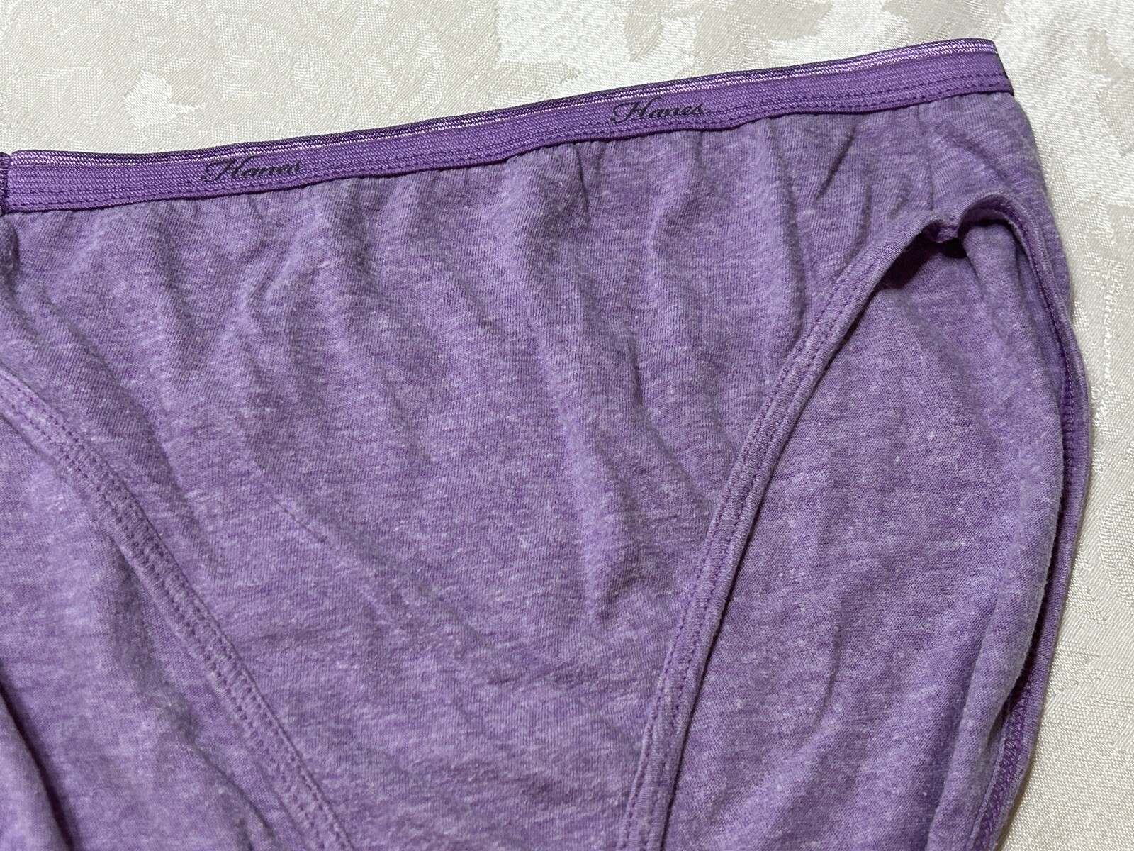 Vtg HANES Cotton Blend Signature Waistband Hi-Cut 8/XL Purple Heather Panties