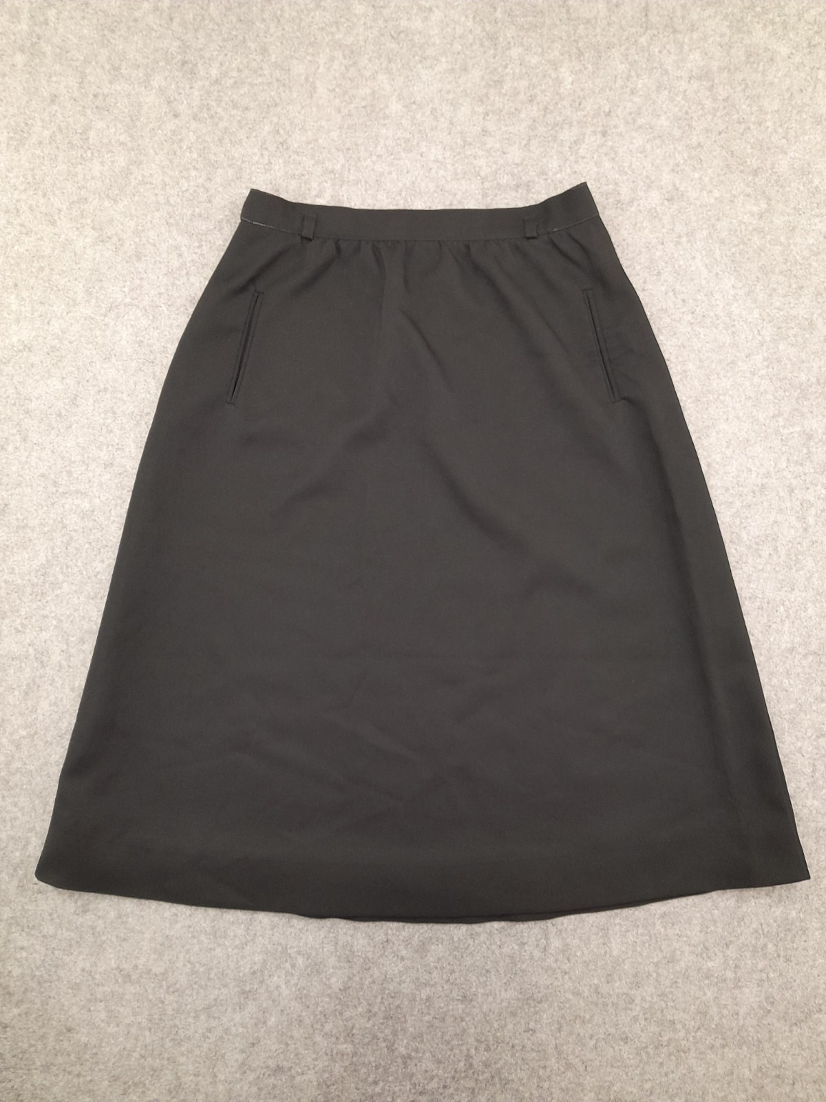 Vintage Panther Black A-Line Skirt with Front Slit Pockets High Waisted Size 8