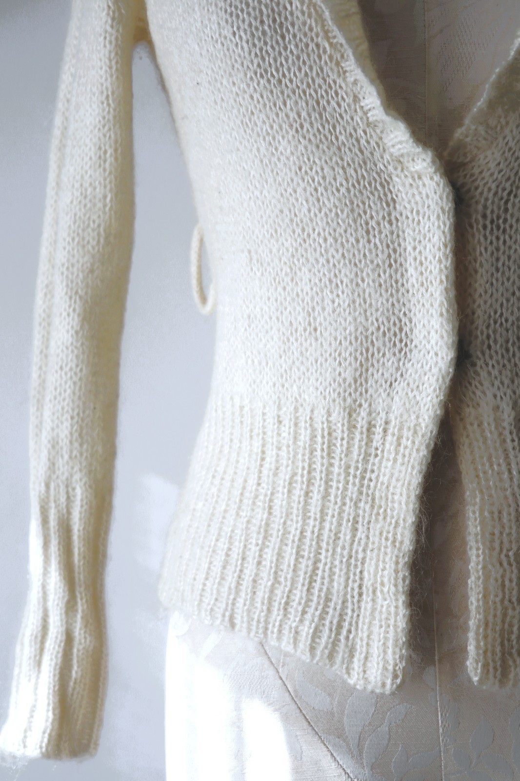Y2K Isabel Marant Cream Fuzzy Mohair Romantic Cropped Cardigan Sweater Women XS