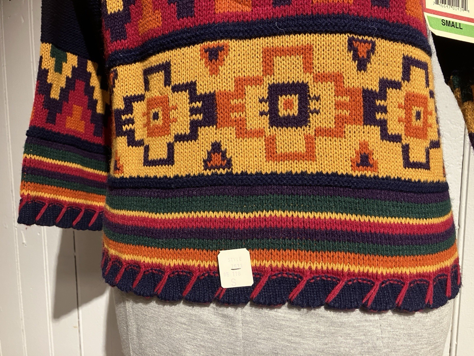 NWT Vintage 80’s Sweater Aztec Pattern Women’s Small Original Tags Attached