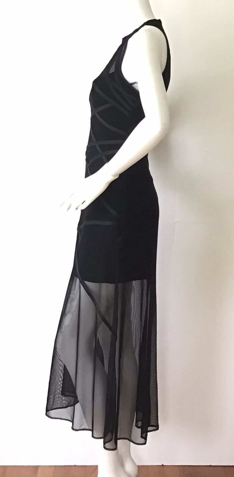 TADASHI Black Mesh Illusion Formal Cocktail Dress (Size 4)