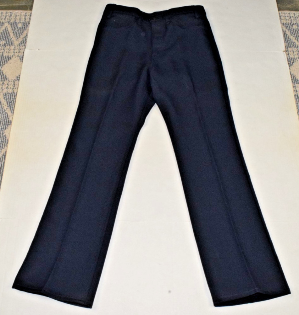 Vintage Levis Pants Size XS/S 30 x 29.5 70s Navy Blue Polyester Slacks Made USA