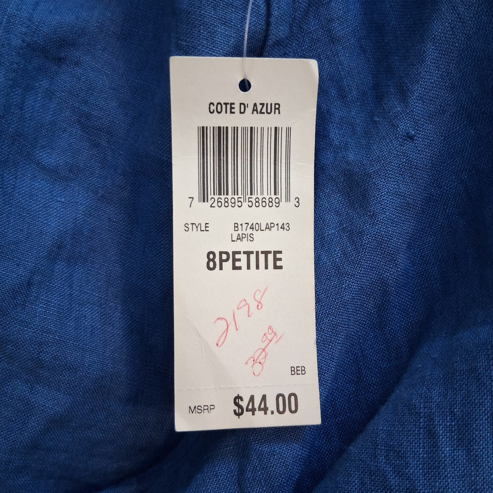 Vintage 2Pc 100% Linen Wrap Top Cardigan Set NWT Blue 8P European Summer Coastal