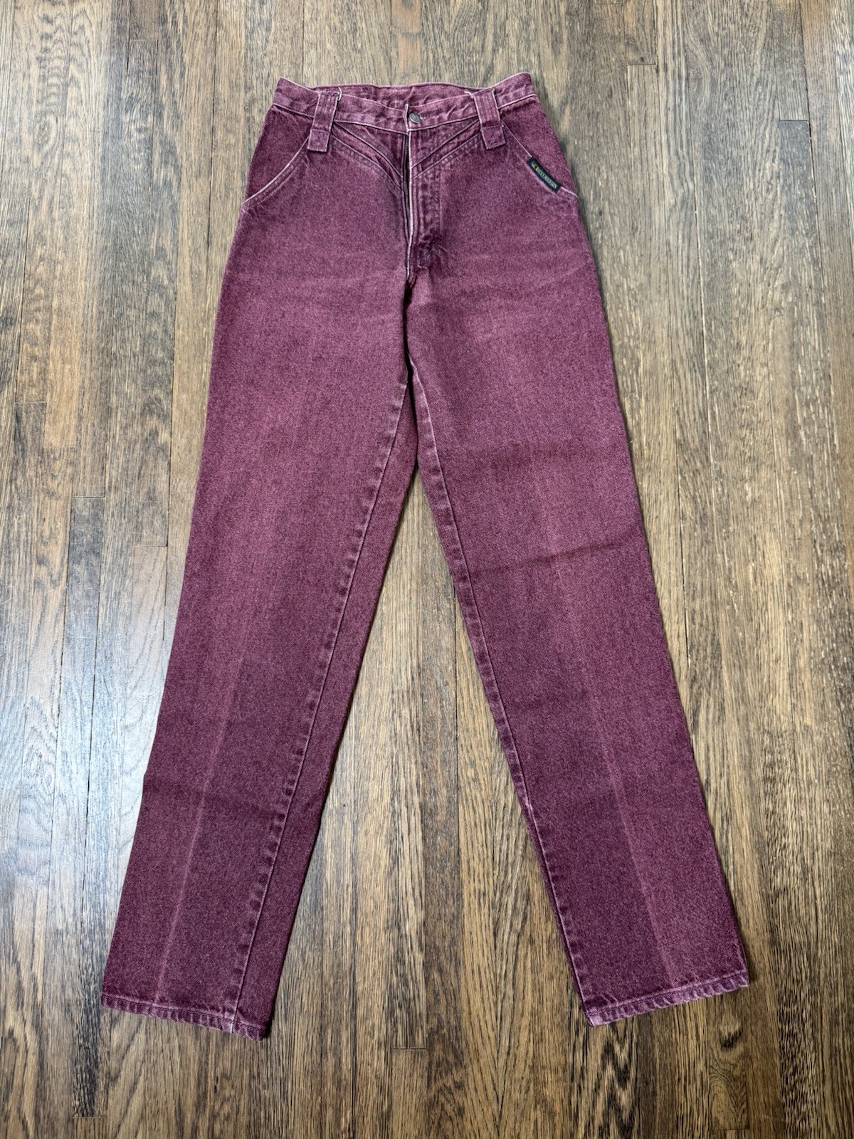 Vintage Rocky Mountain Western High Rise Burgundy Jeans Size 28/7 Made In USA