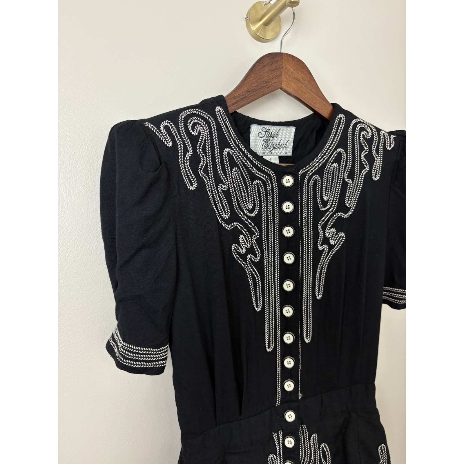 VTG Womens 80s Long Dress Western Dolly Parton Country Prairie Rodeo Cord Sz 4