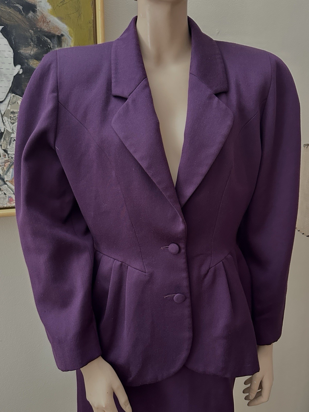 Vtg 1980’s PANCALDI & B Women’s Plum Purple Suit Italy 100% Wool Sz M/L