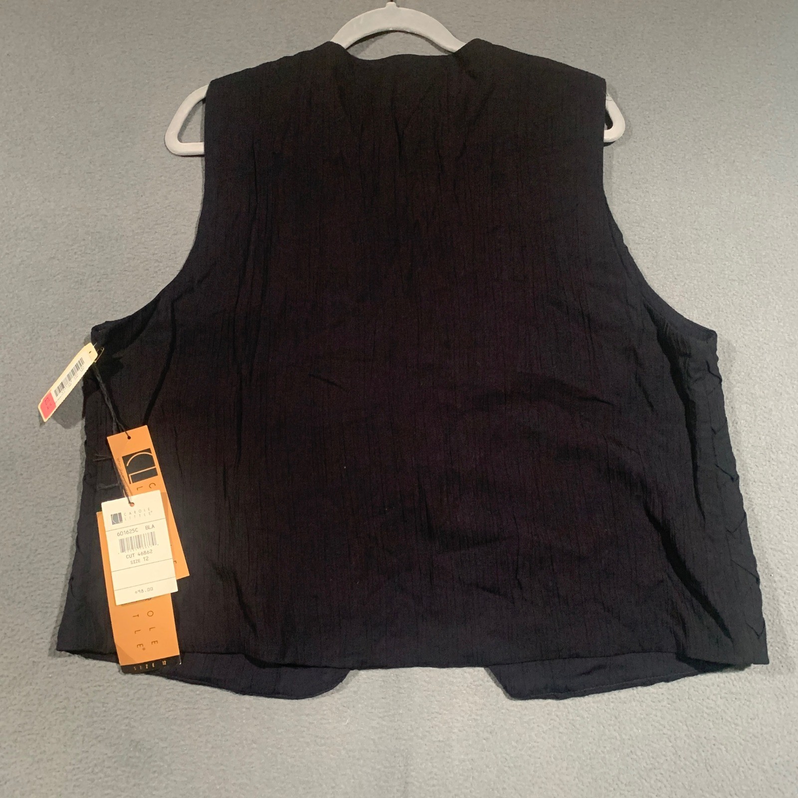 Carole Little Woven Vest Womens 12 Black Textured Geometric Art To Wear 90s NEW