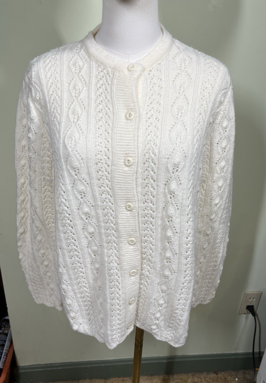 Vintage 70s Sears The Fashion Place Womens Sz M Wintuk Acrylic Cardigan Sweater