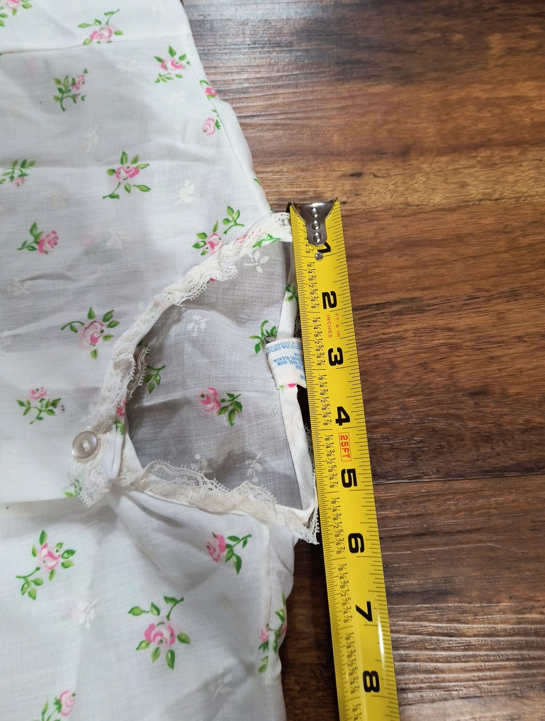Vintage Katz Button Up Lace Trim Forest Floral Pajama Top
