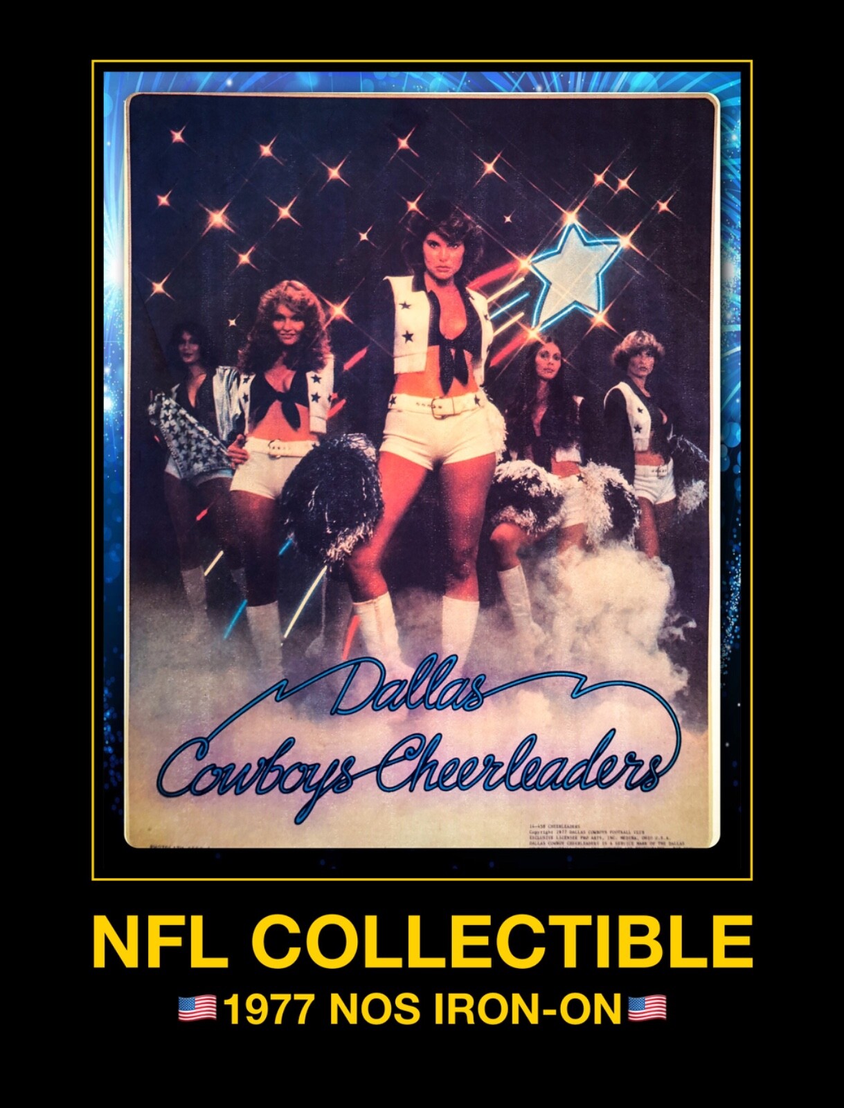 VTG 70s Dallas Cowboys Cheerleader NFL kiss Football T-Shirt Iron-On Transfer