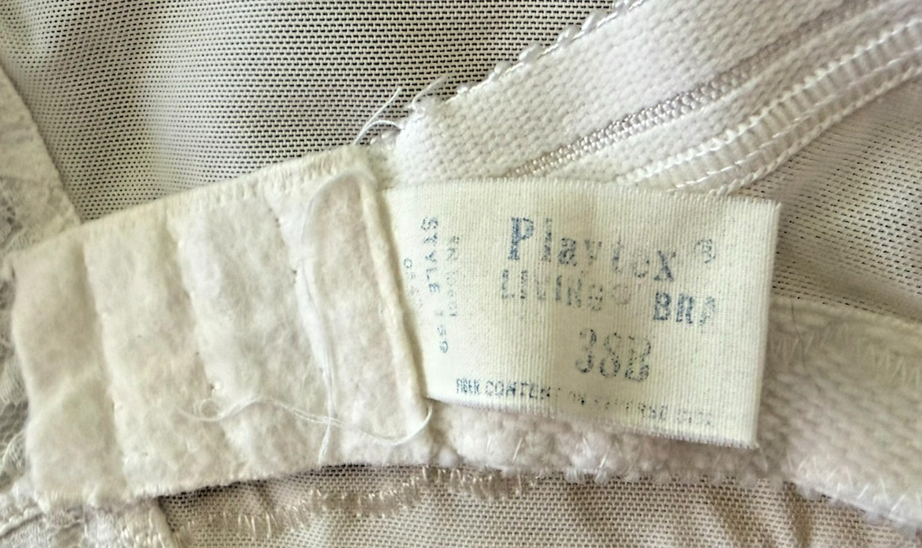 Lot of 2 Vintage 1970s White Playtex Living Bras, Size 38B