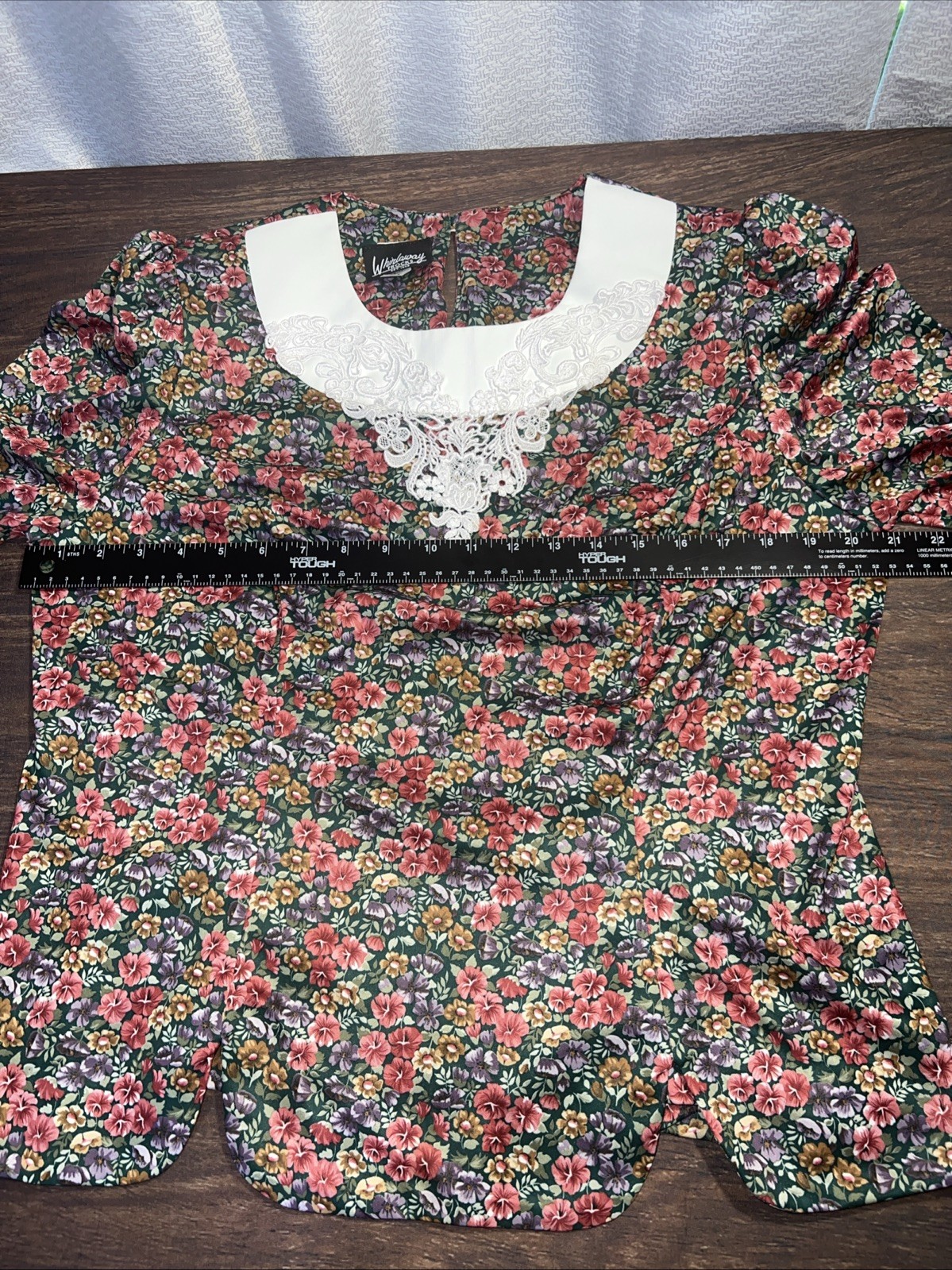 Vintage Whirlaway Frocks Women’s Lace Trim Collar Size 16 WP Floral Scallop Hem