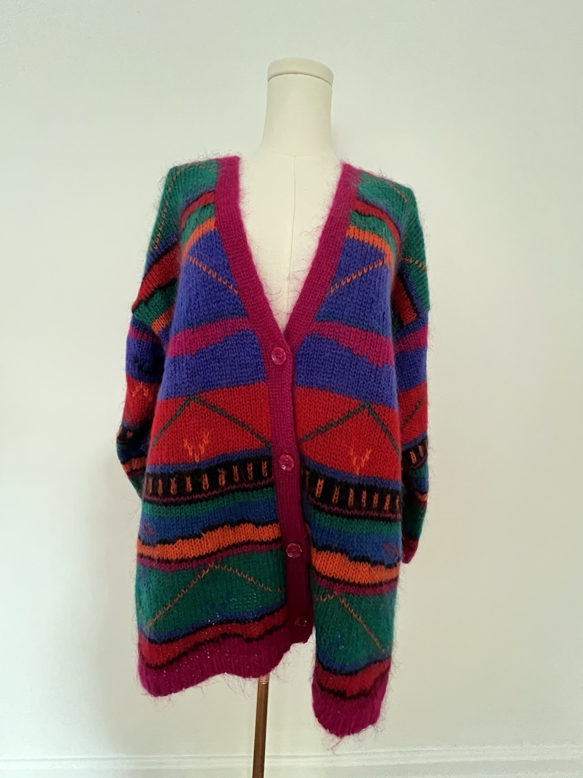Vintage The Limited Mohair Cardigan Sweater Size M/L 90s Colorblock FAST SHIP
