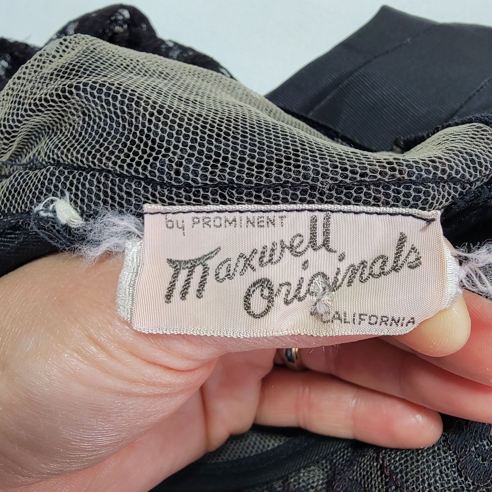 Vintage 40s Maxwell Black Lace Cocktail Dress Womens Size S/M