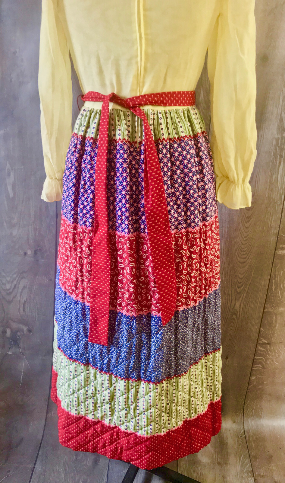 Vtg Cinderella Brand 1970s Boho Chic Maxi Peasant Ruffled Dress B.Altman Med