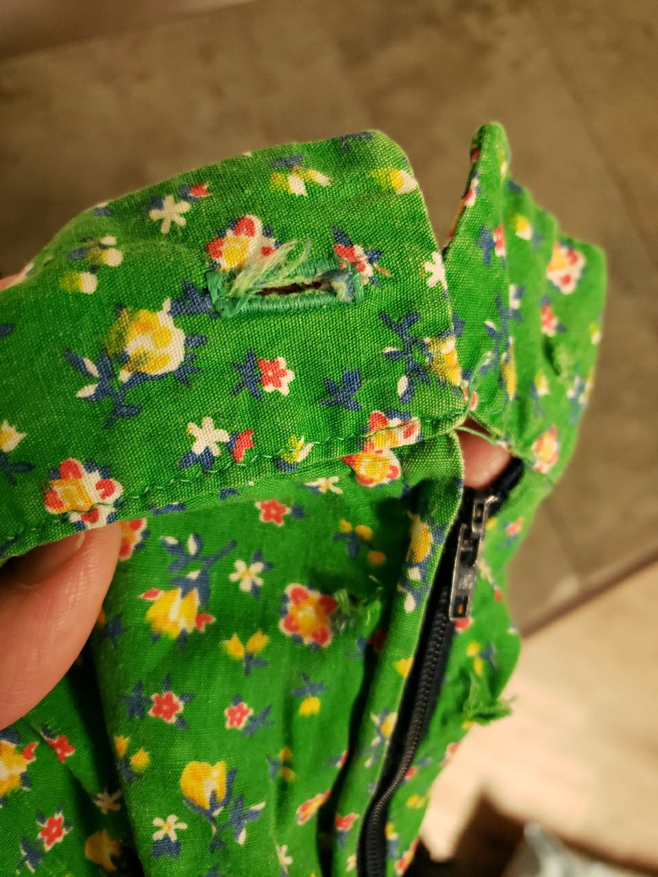 Vtg 1970s Floral Top Skirt Set Dress Small Hippy Prairie Handmade Green Peasant
