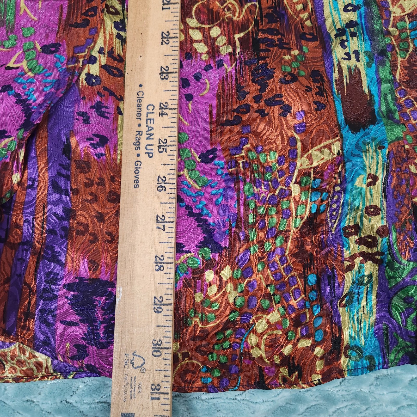 VTG 1970s Ruth Norman Artsy Bold Mixed Prints Blouse Size XL Shoulder Pads