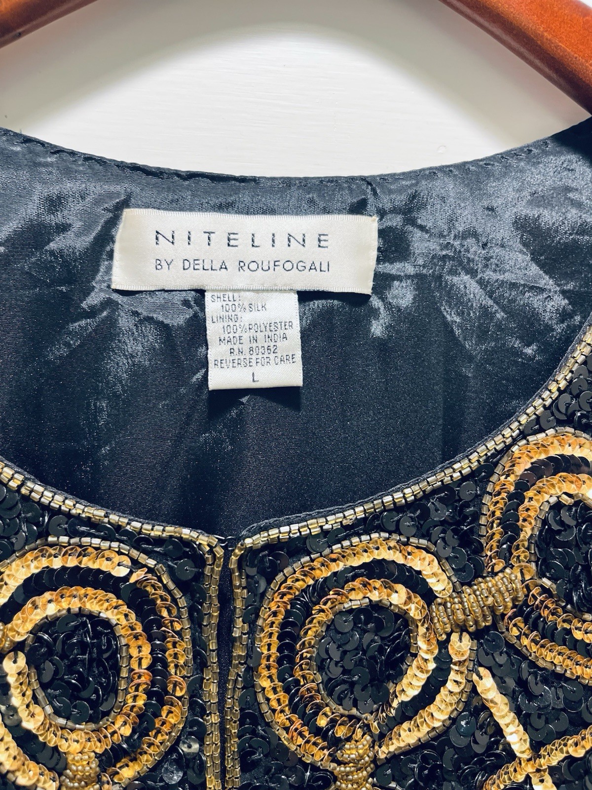 NITELINE BY DELLA ROUFOGALI Vintage Beaded Dress Jacket Side Large