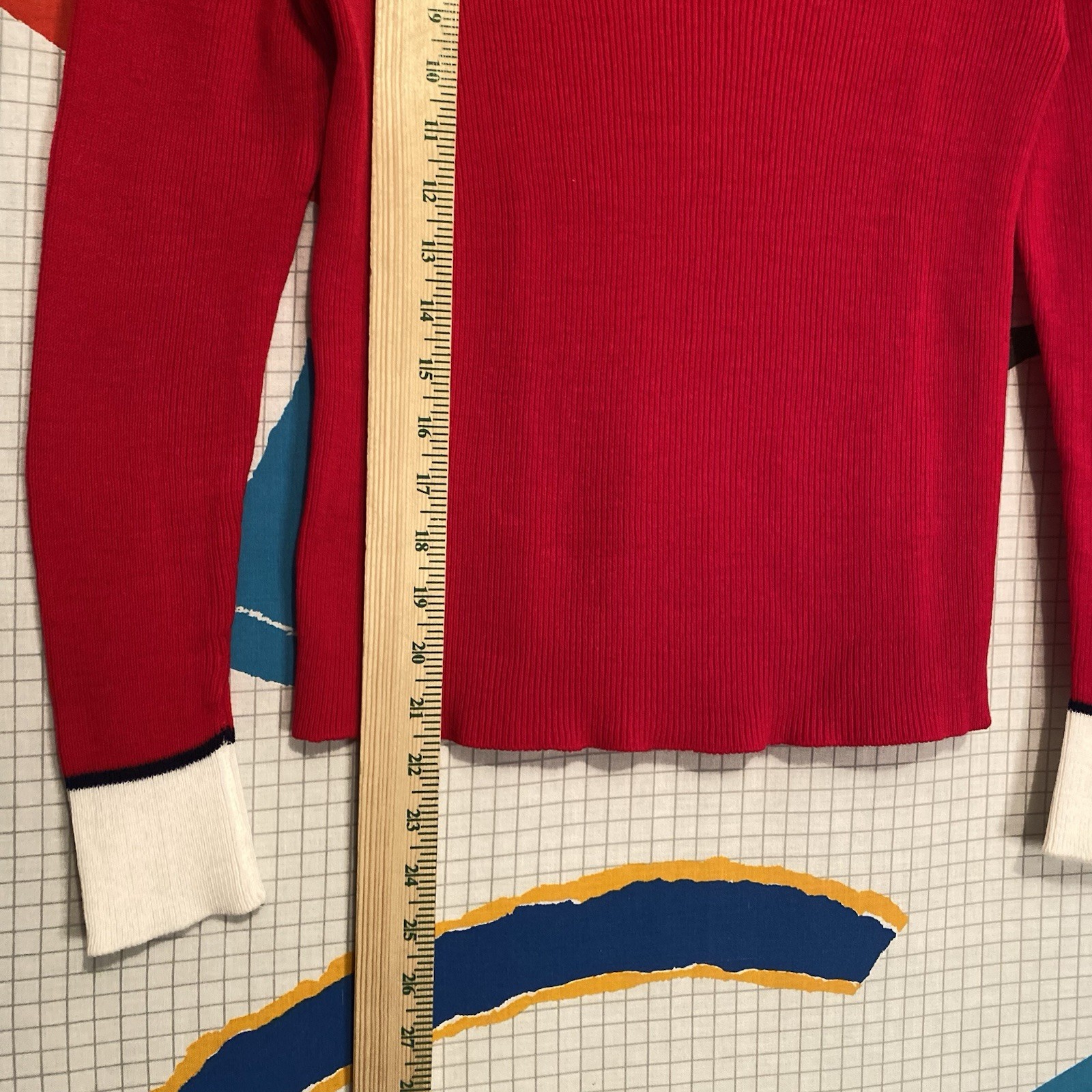 Vintage 70s Ribbed Sweater Dagger Collar Small Preppy Business Mod Hippie Pin Up