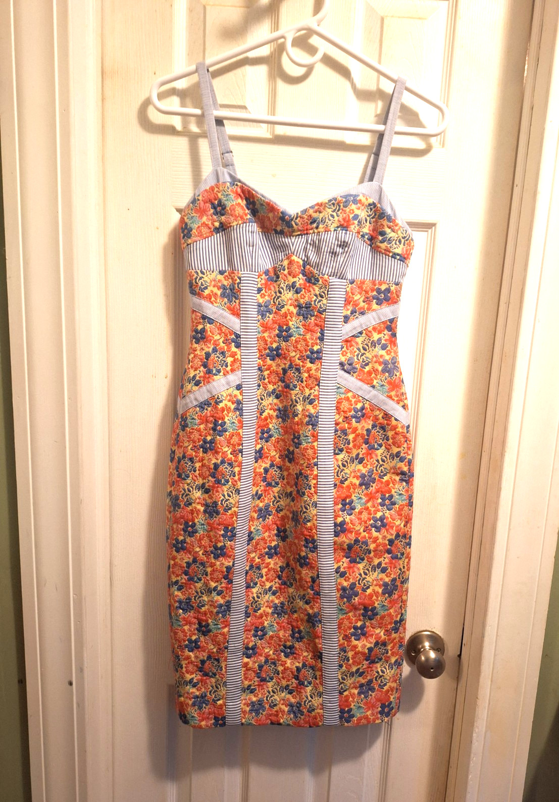 Vtg quilted BCBG summer dress festival club boho chic sz 0 must see!