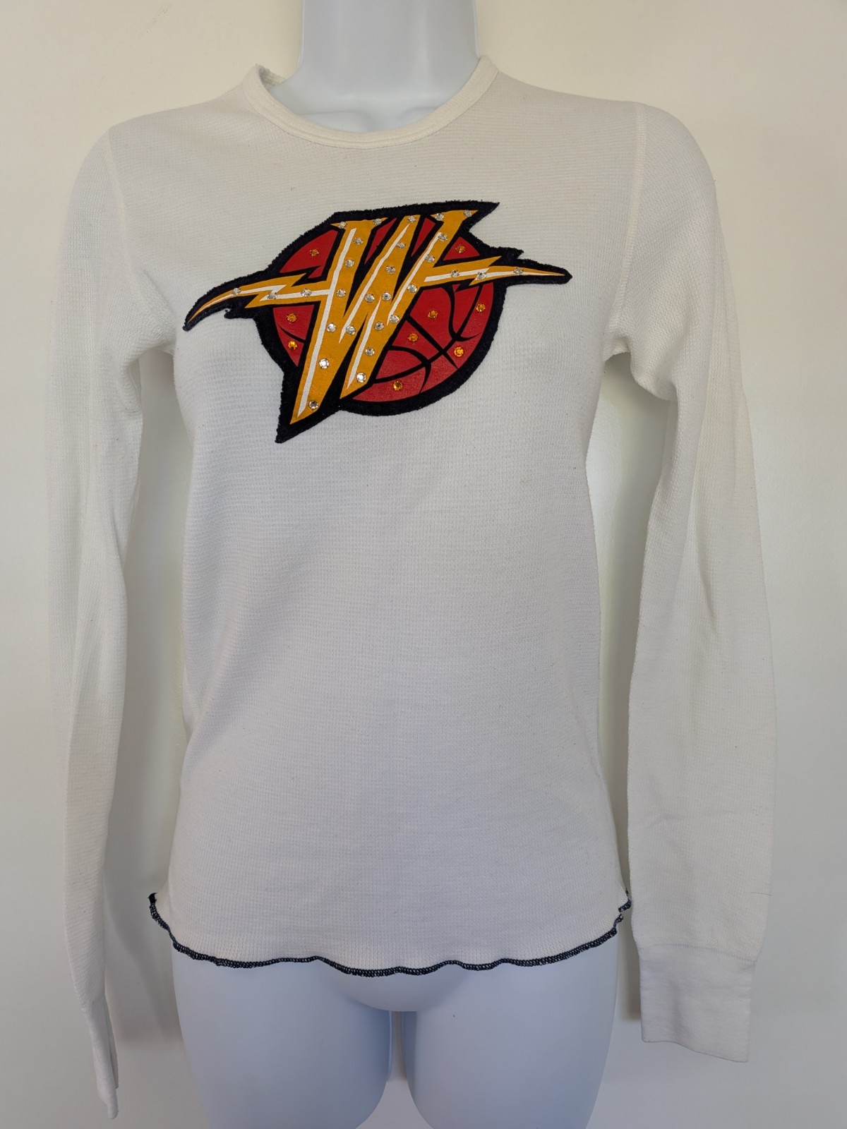 Vintage Y2K Majestic Threads Golden State Warriors long sleeve Crystals top S