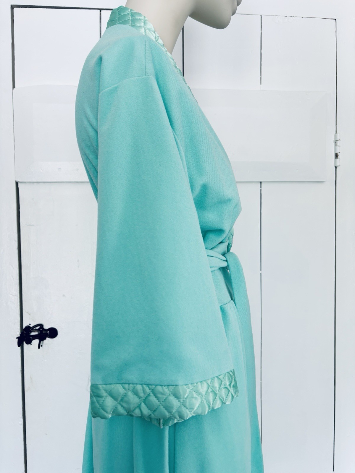 Vintage Loungewear By Artemis Gossard Robe Teal Green With Satin Trim Women’s S