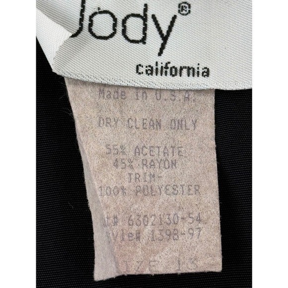 Vintage Jody California Black Lace Sleeve Maxi Dress Pearl Button Corset Back 13