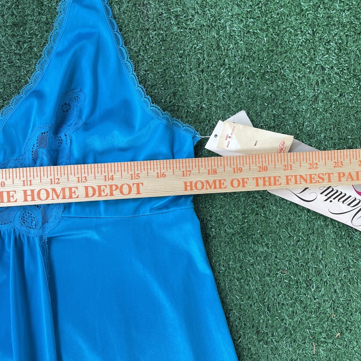 VANITY FAIR Vintage Dark Teal Blue Long Tank Nightgown WOMANS LARGE