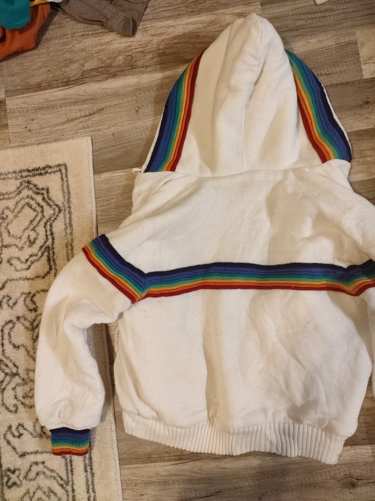 VTG 80s Outerbound Fair Isle Knit Sherpa Lined Hood Pockets Bomber Jacket Sz M