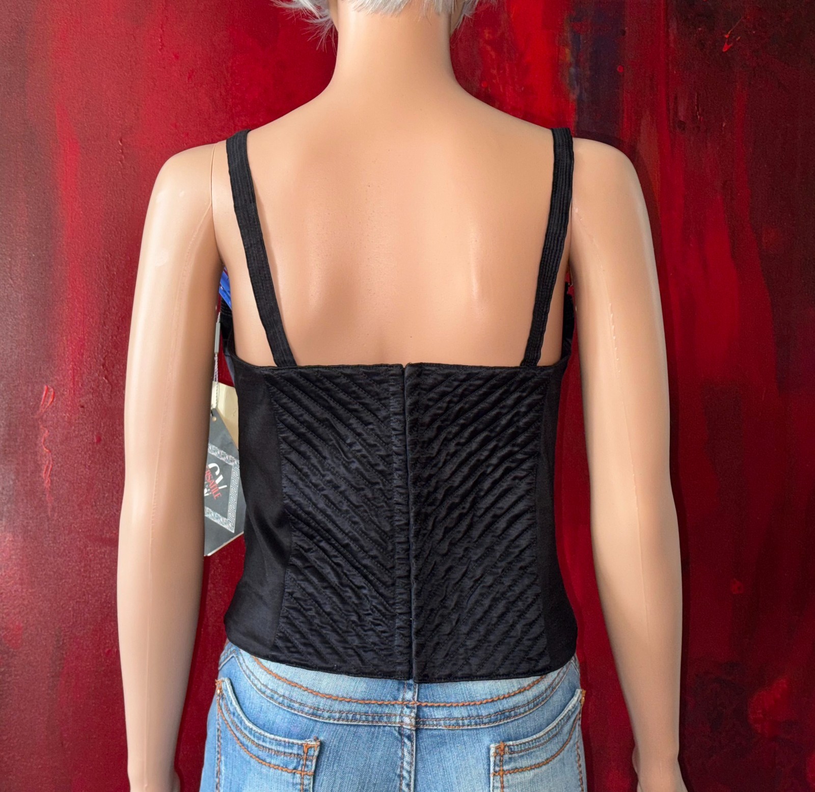 GIANNI VERSACE black Bustier size 46L from S/S 1995 GV VERSATILE COUTURE