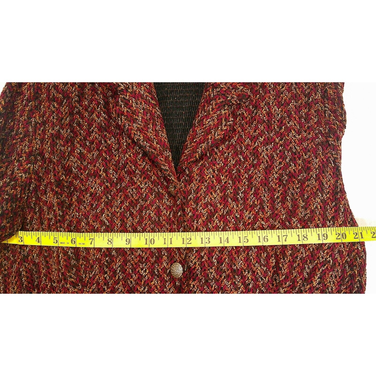 Vintage Serbin Women’s Burgundy Button Front Chenille Blazer Jacket-Size XL