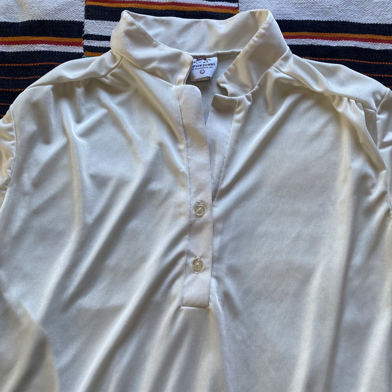 Vintage Topson Downs Of California Bohemian Blouse. Creamy White. Size Large.