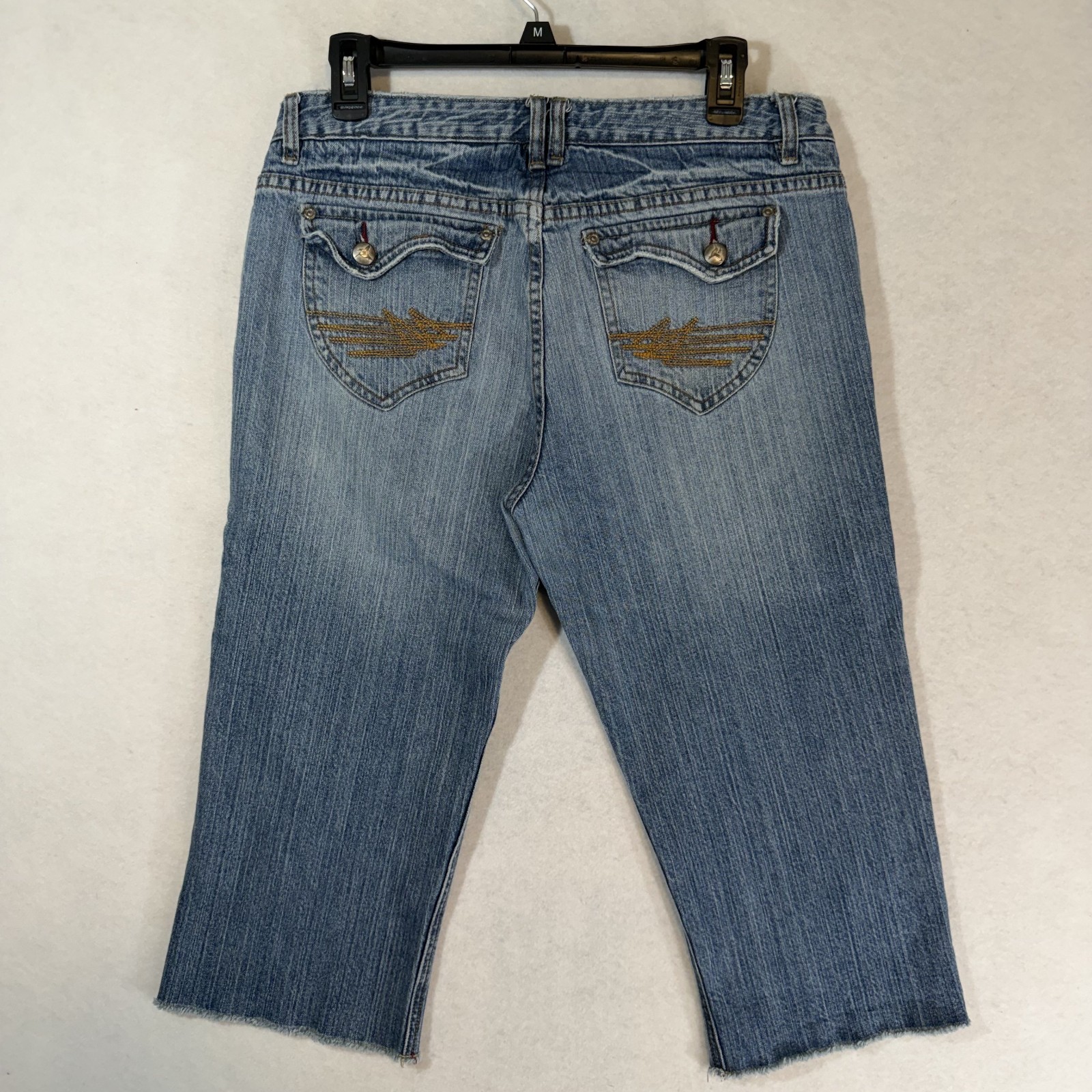 VTG 90s Y2K MUDD Jeans Crop Sz 13 US 35″ Waist Capri Pant Boho