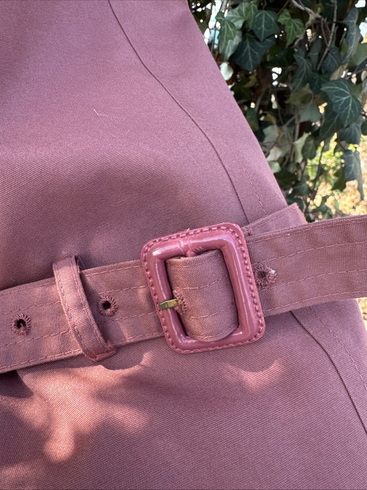 Vintage 1970s JC Penney Women’s Fitted Pink Trench Coat Dusty Rose Wool Medium