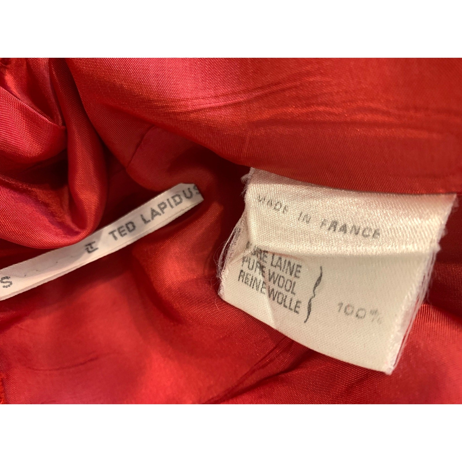 Vintage Ted Lapidus Brick Red Wool Midi Skirt France Straight Lined W 29.5″