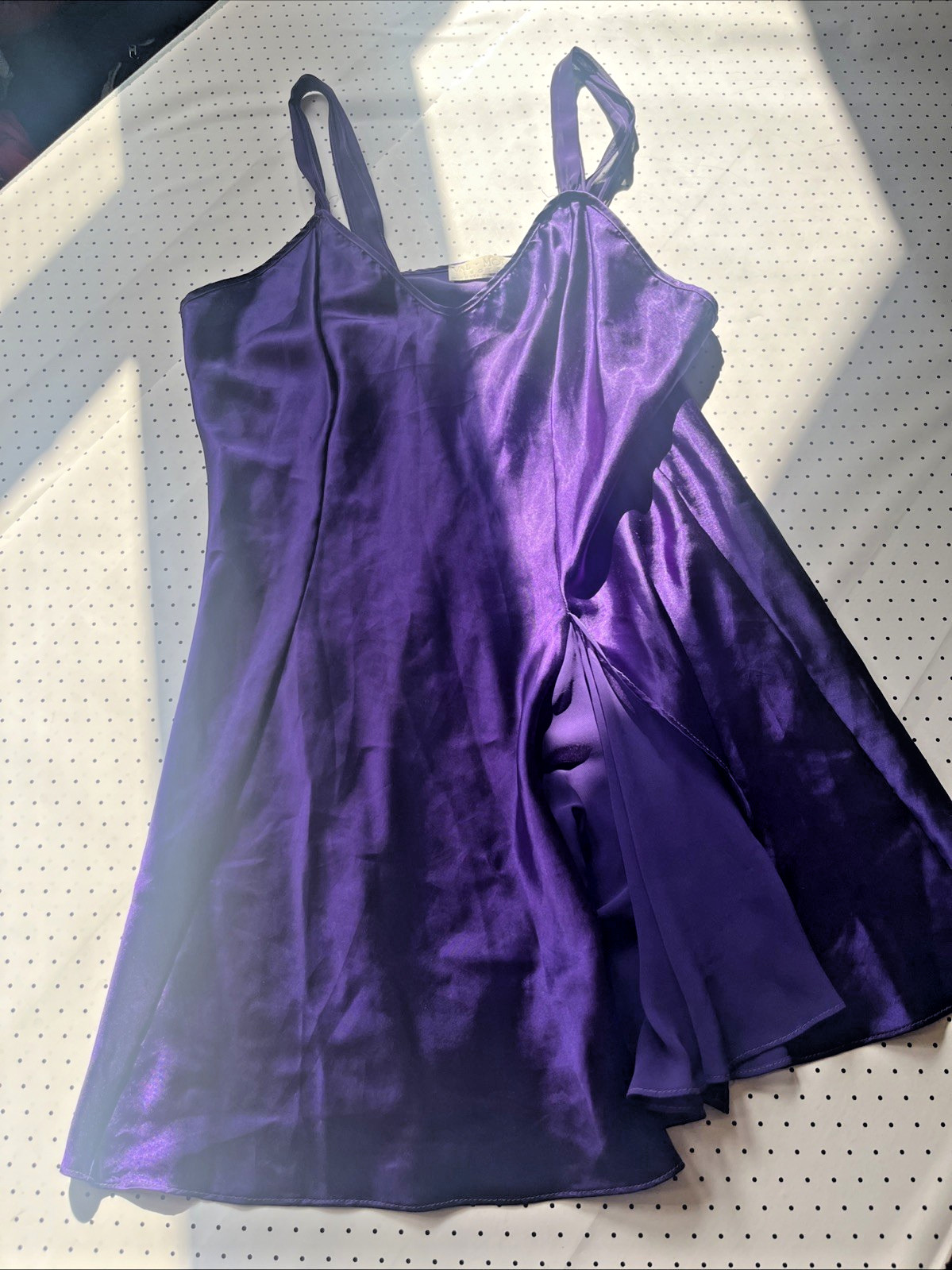 Val Mode Ivory Purple Polyester Slip Medium Vintage Floral Original