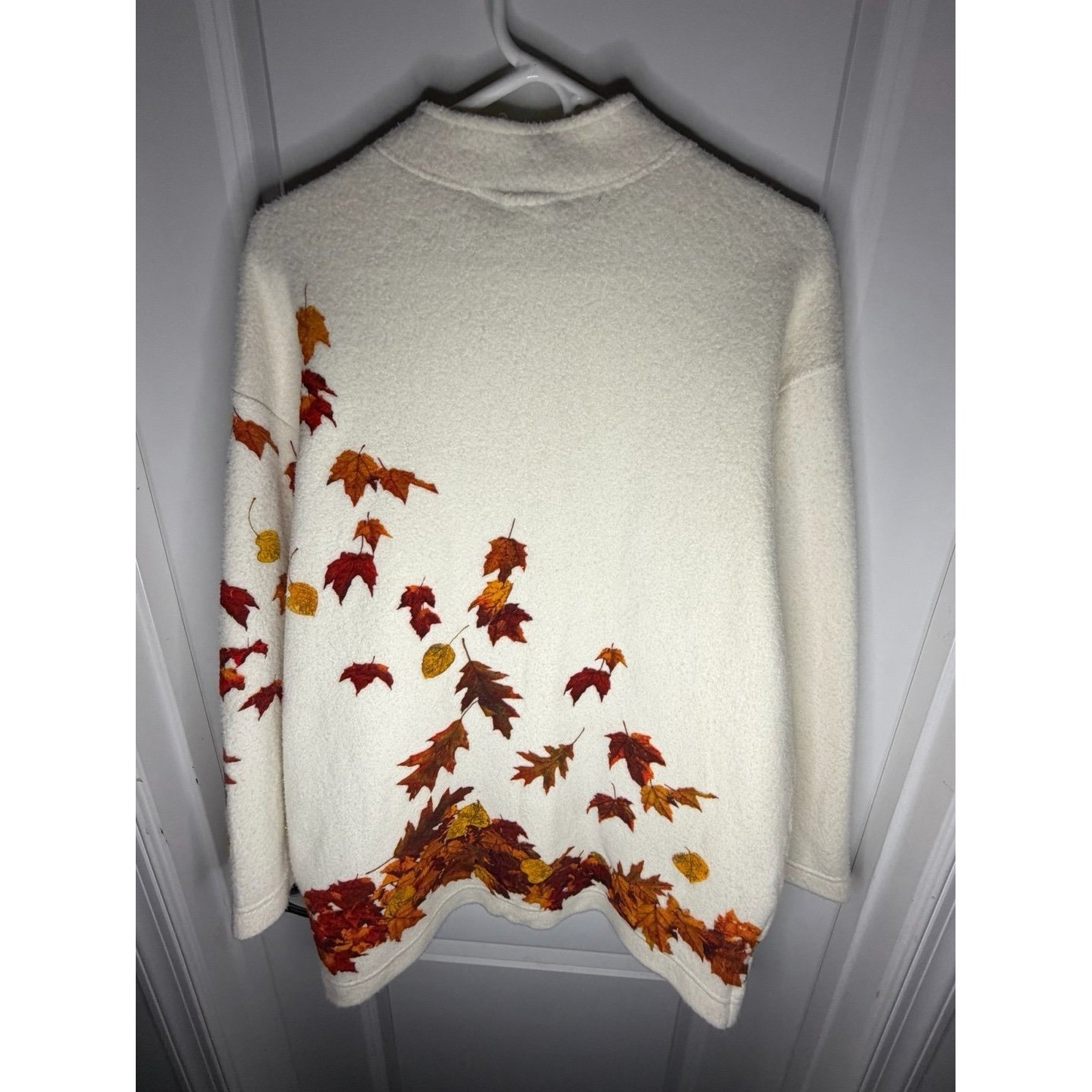 Vintage 90’s Art Unlimited Autumn Fall Leaves AOP Cardigan Sweater Womens Large