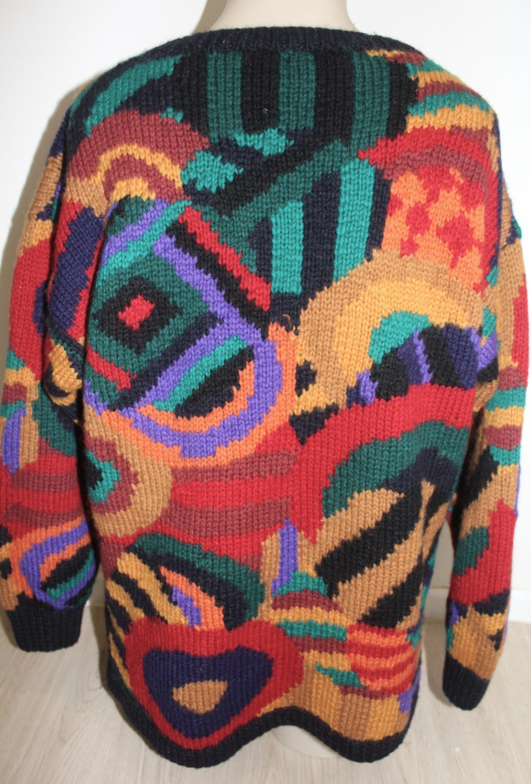 Vintage 80s/90s Colorful Geometric Knit Sweater – Unisex
