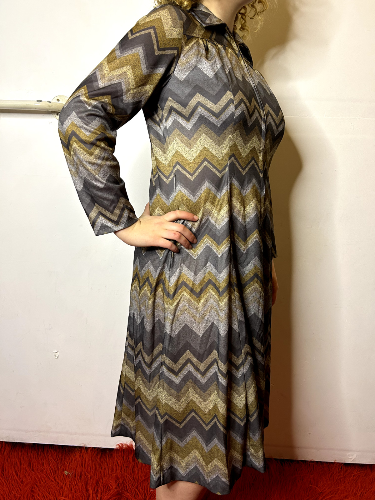 Vintage Australian ANTOINETTE 1960s Terylene Dress Mod Geometric Abstract AU 14
