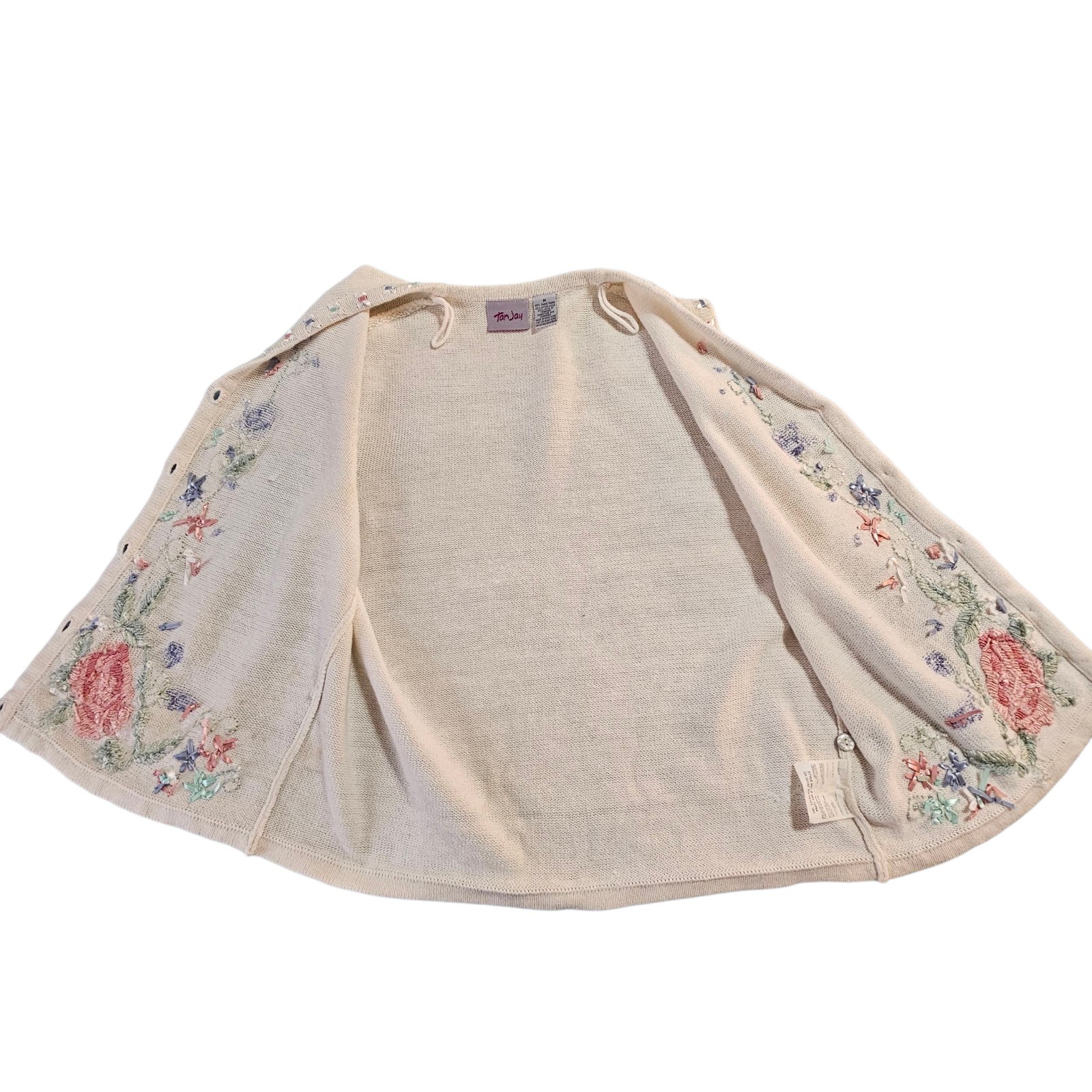 Vintage TanJay Women’s Vest Size Medium Lavishly Decorated Ribbon Flowers Beads