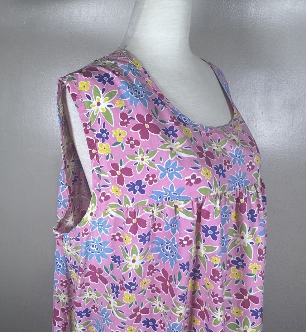 Vintage 90s Country Cottage Pink Floral Plus Size 1X Loungewear House Dress
