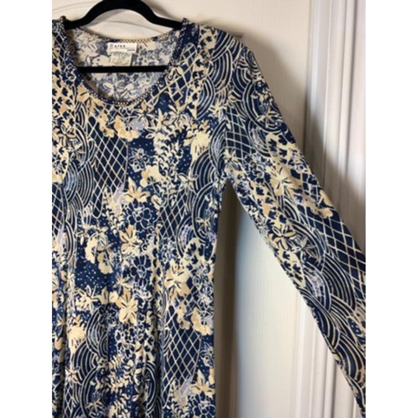 Kates for Eaton Vintage Canadian Maxi Dress Blue Floral Prairie Cottagecore M
