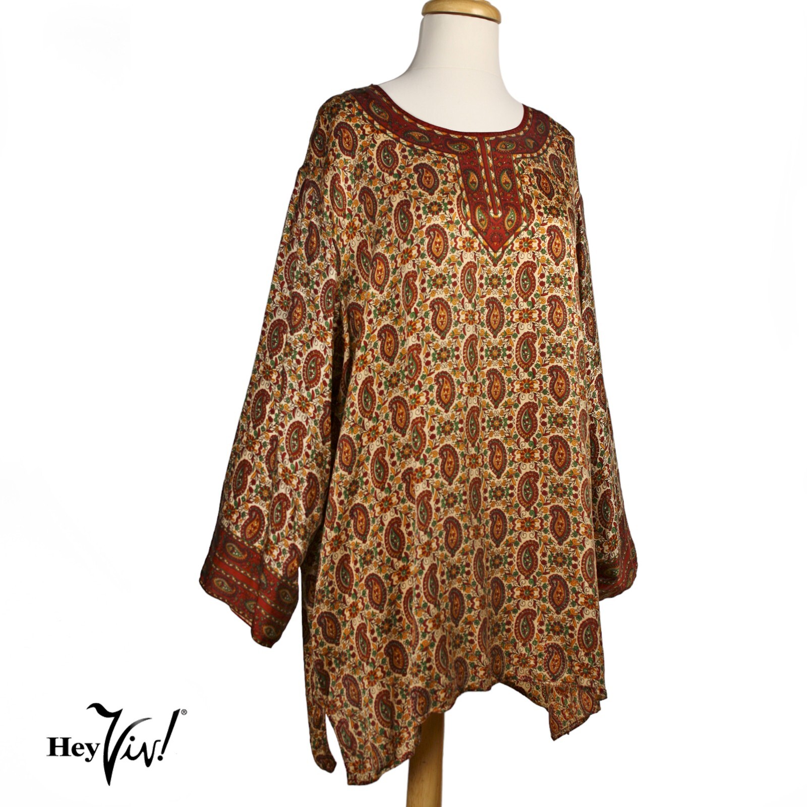 Vintage Paisley Top North Style Tag Boho Flowy Silky Plus Size 2X – Hey Viv