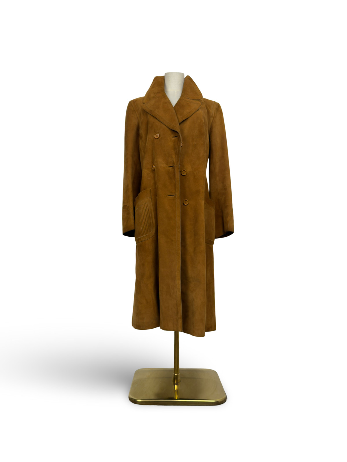 Vintage LOEWE Suede Trench Coat Leather 1970s /1980s Size FR 42 / Caramel Ochre