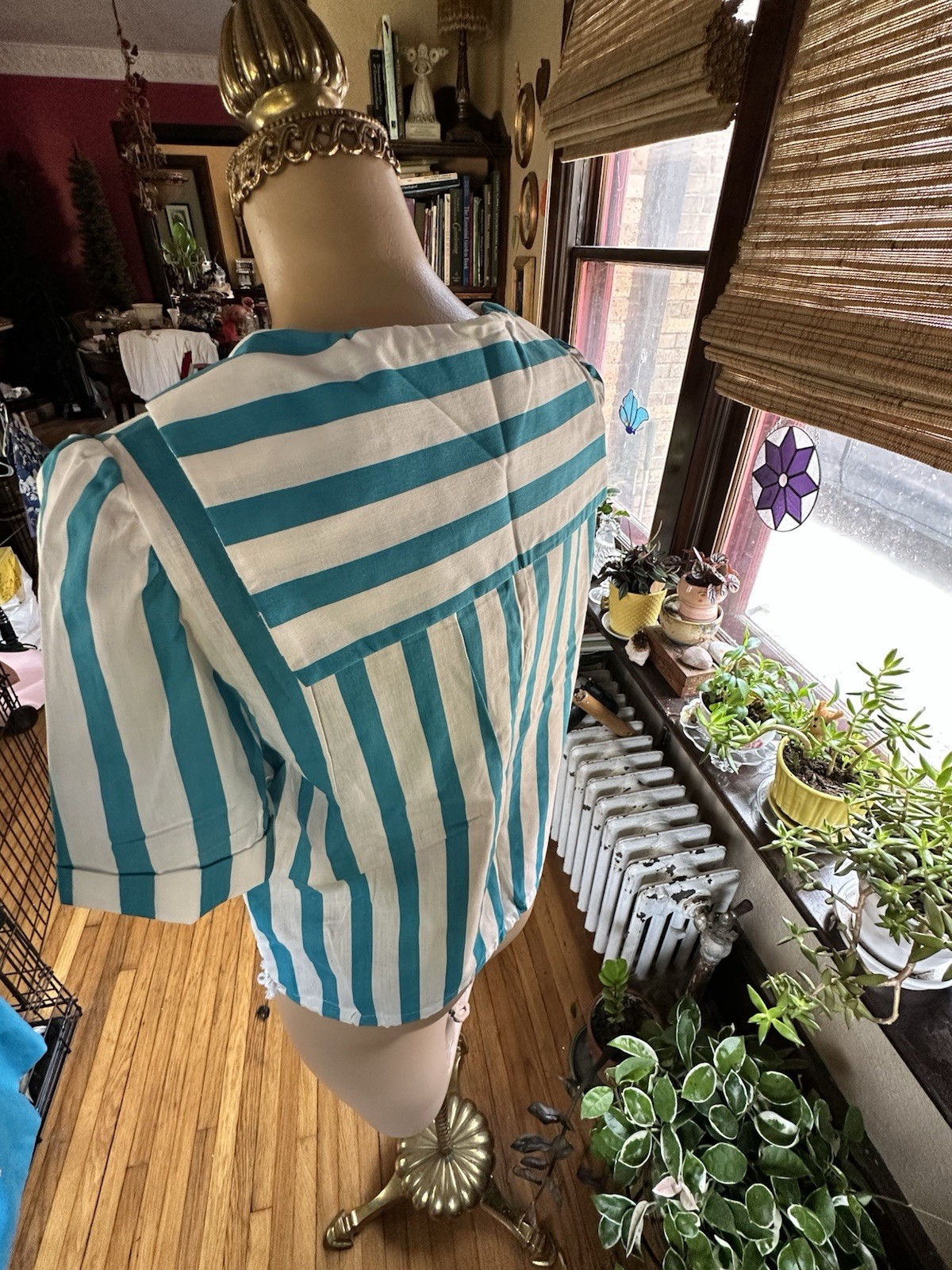 You Babe Vintage 80’s Striped Sailors Top Women’s Large Cropped with Ties NWOT